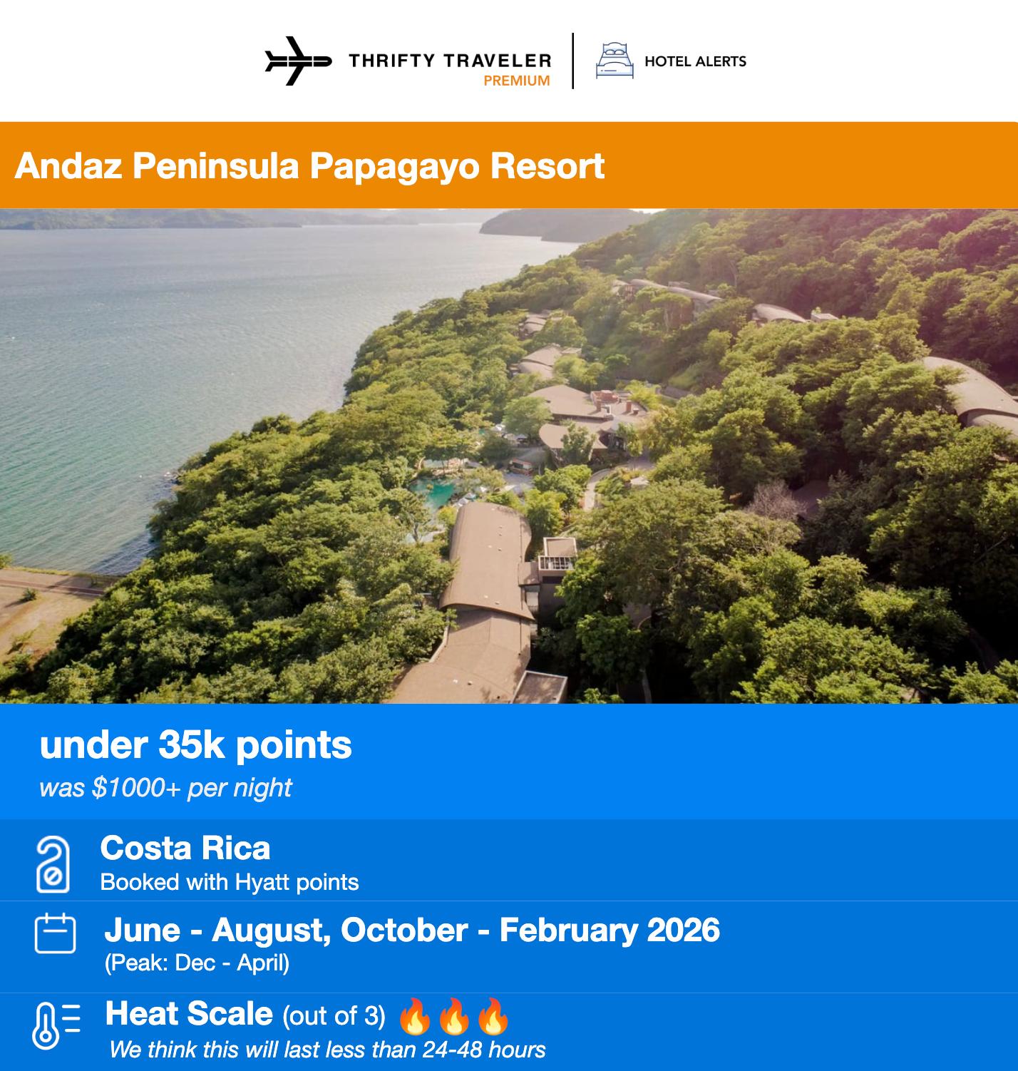 Andaz Peninsula Papagayo Resort hotel deal email